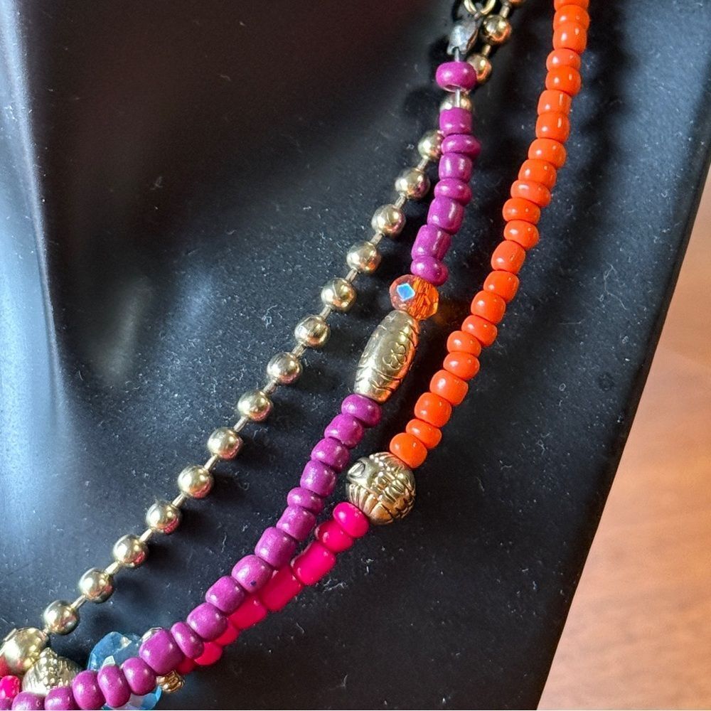 Multicolor Beaded Multi Layer Pendant Necklace Or… - image 4